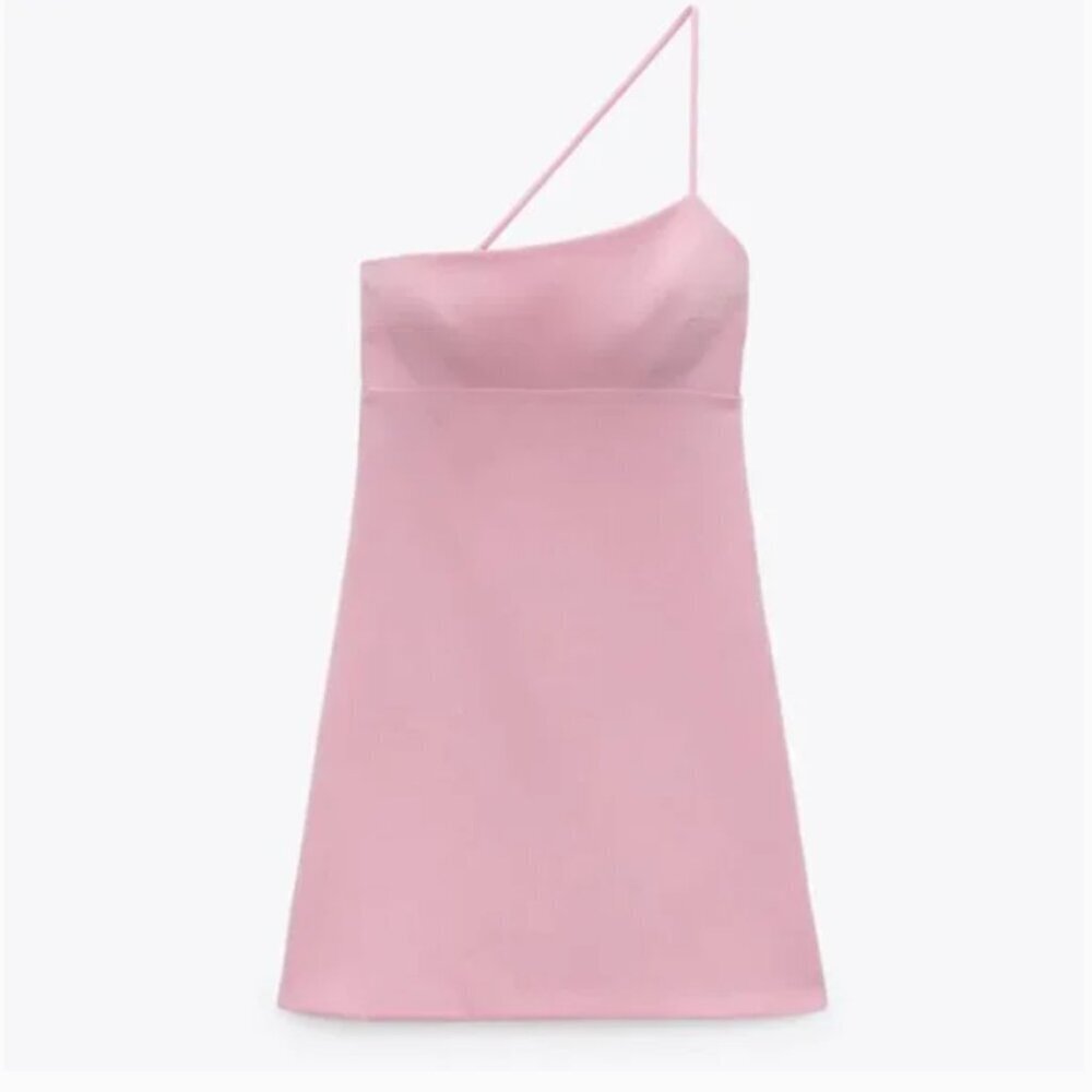 Zara Pink Asymmetric Dress Blogger Favorite Size M NEW WITH TAG! - Picture 7 of 7